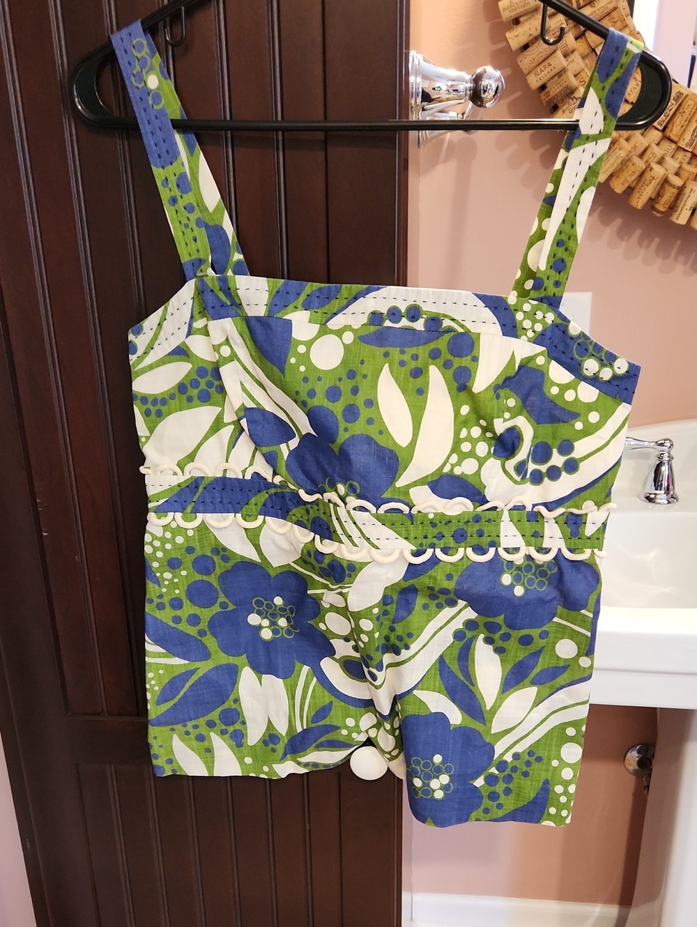 Lilly Pulitzer Green and Blue Floral Tank Top White Label Sz 8